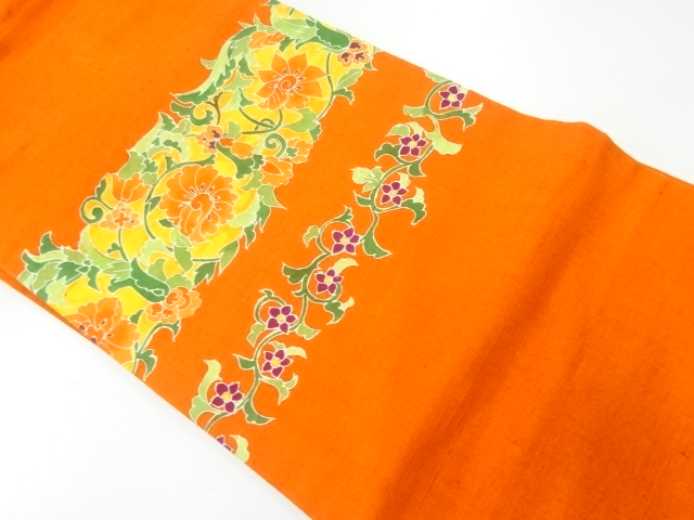 JAPANESE NAGOYA OBI / JODAI TSUMUGI / FLOWER ARABESQUE